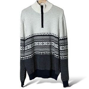 TOMMY HILFIGER 100% Cotton Nordic Design Quarter Zip Sweater US Sz XL